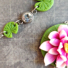 Load image into Gallery viewer, Asymmetrical Pink Waterlily Necklace