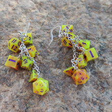 Load image into Gallery viewer, Blue RPG Dice Earrings - 7 Dice Dangle