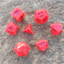Load image into Gallery viewer, Hot Pink Glow Dice Chunky Full 7 Set