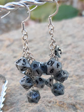 Load image into Gallery viewer, Blue RPG Dice Earrings - 7 Dice Dangle