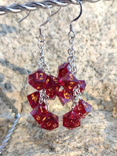 Load image into Gallery viewer, Blue RPG Dice Earrings - 7 Dice Dangle