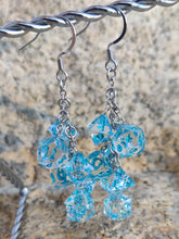 Load image into Gallery viewer, Blue RPG Dice Earrings - 7 Dice Dangle