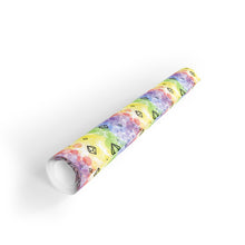 Load image into Gallery viewer, Gift Wrapping Paper Rolls - Rainbow Bubble Design with Black Crystal D100 Dice
