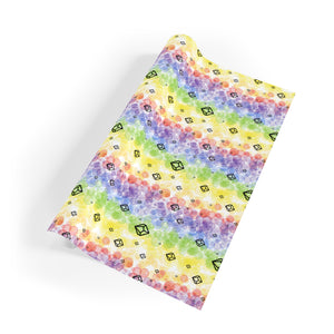 Gift Wrapping Paper Rolls - Rainbow Bubble Design with Black Crystal D100 Dice