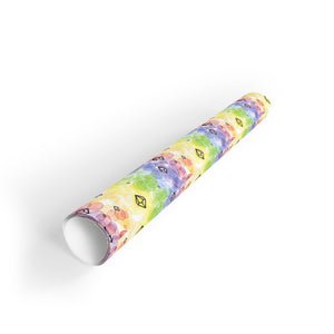 Gift Wrapping Paper Rolls - Rainbow Bubble Design with Black Crystal D100 Dice