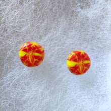 Load image into Gallery viewer, Two red and yellow stud earrings
