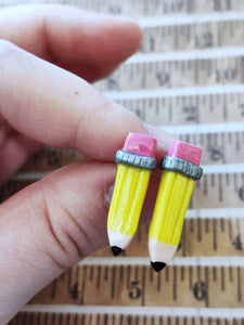 Pencil Metal Free Stud Earrings with Hypoallergenic Plastic Posts
