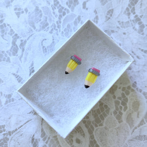 Pencil Stubs Metal Free Stud Earrings with Hypoallergenic Plastic Posts