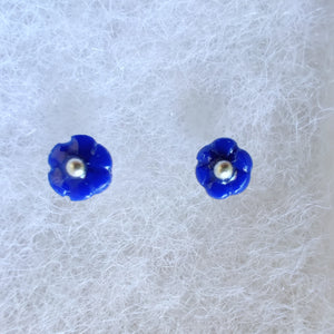 Blue Flower Metal Free Hypoallergenic Studs with Hypoallergenic Plastic Posts