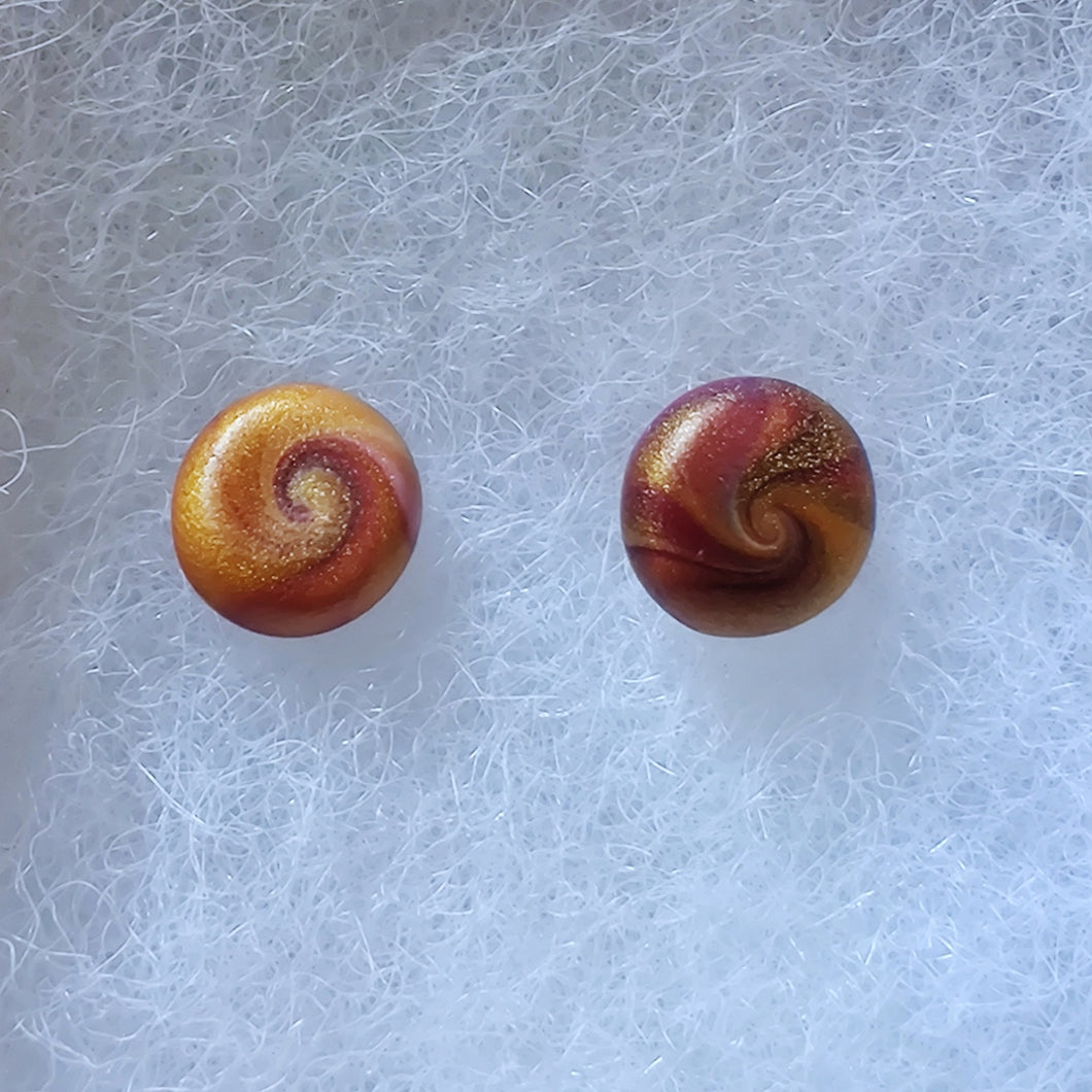 Gold and purple swirl earrings