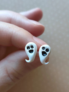 Metal Free Ghost Halloween Earrings with Hypoallergenic Plastic Posts