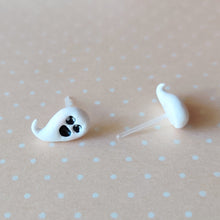 Load image into Gallery viewer, Metal Free Ghost Halloween Earrings with Hypoallergenic Plastic Posts
