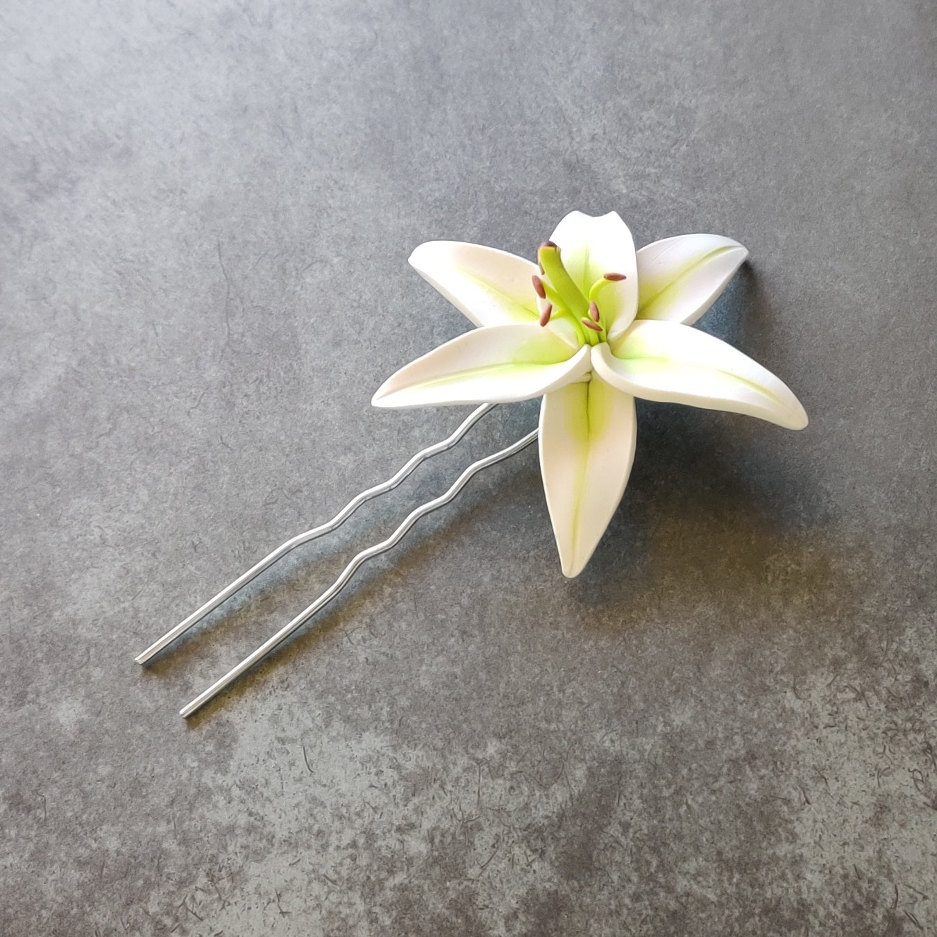 white lily flower hair clip Large White Lily Hair Pin