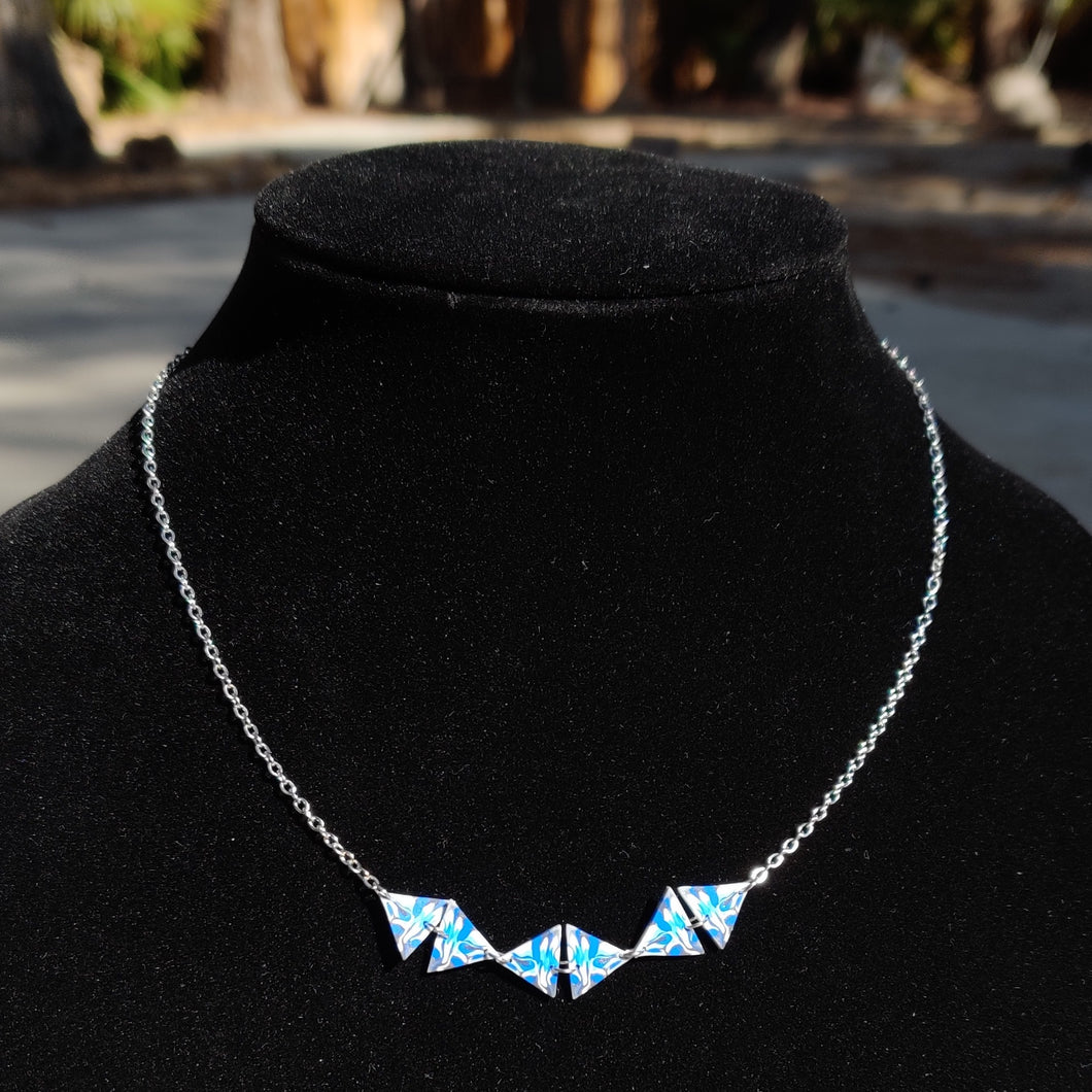 Three Diamond Blue Abstract Necklace and earrings set