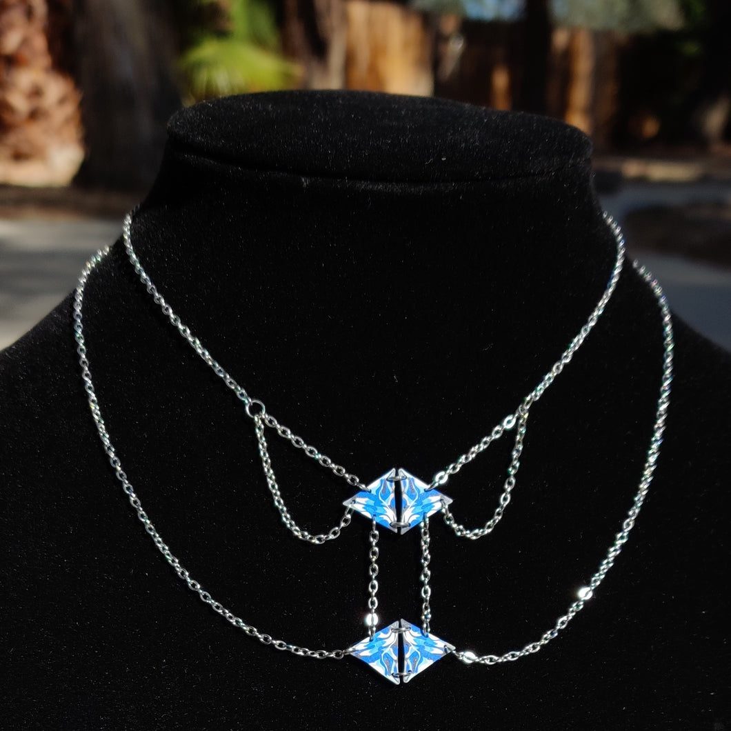 Layered Blue Abstract Necklace