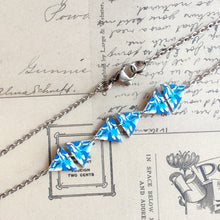 Load image into Gallery viewer, Three Diamond Blue Abstract Necklace and earrings set
