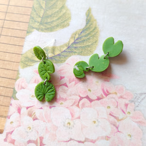 Lily Pad Drop Earrings with Hypoallergenic Plastic Posts