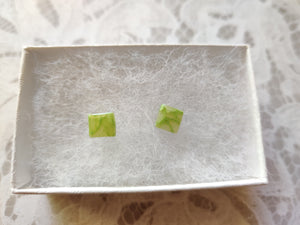 Square Faux Stone Metal-Free Stud Earrings with Hypoallergenic Plastic Posts