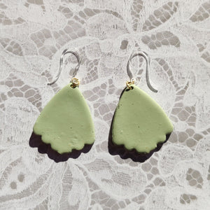 Shell Sage Green & Gold Speckled Earrings