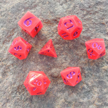Load image into Gallery viewer, Hot Pink Glow Dice Chunky Full 7 Set

